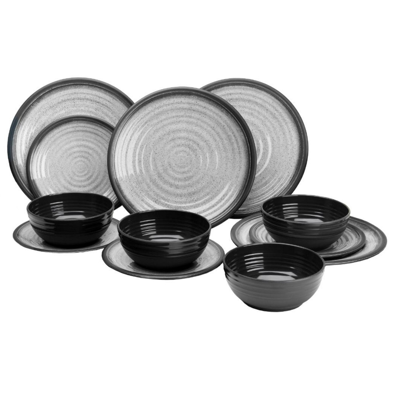 Melamine Granite Grey Dinner Set - 12 Pc