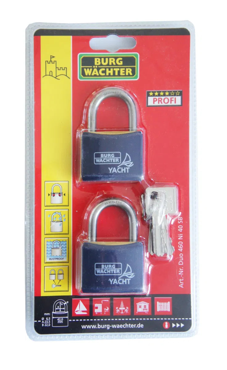 Sterling Yacht Padlock 40mm Twin Pack Seawater Proof