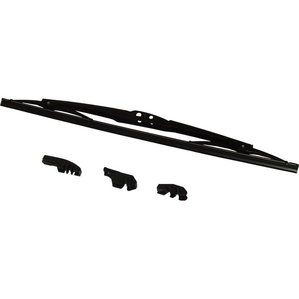 Set of black car wiper blades on a white background