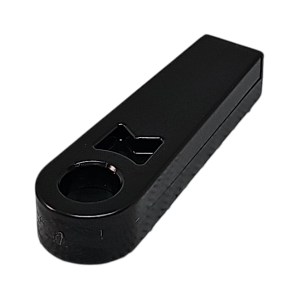 Black electronic device on a white background