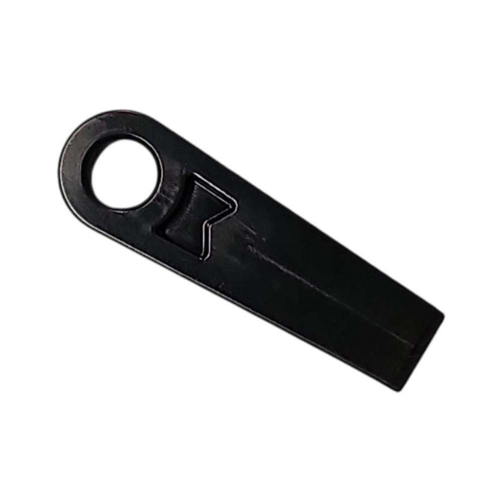 Black plastic component on a white background