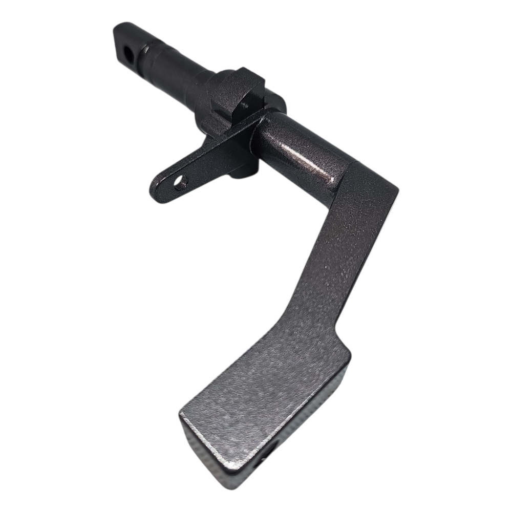 Black metal lever or handle on a white background