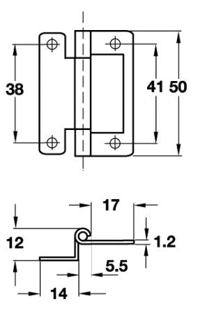 W4 Cranked Flush Hinge 50mm (2") - Steel for Caravan Cupboards