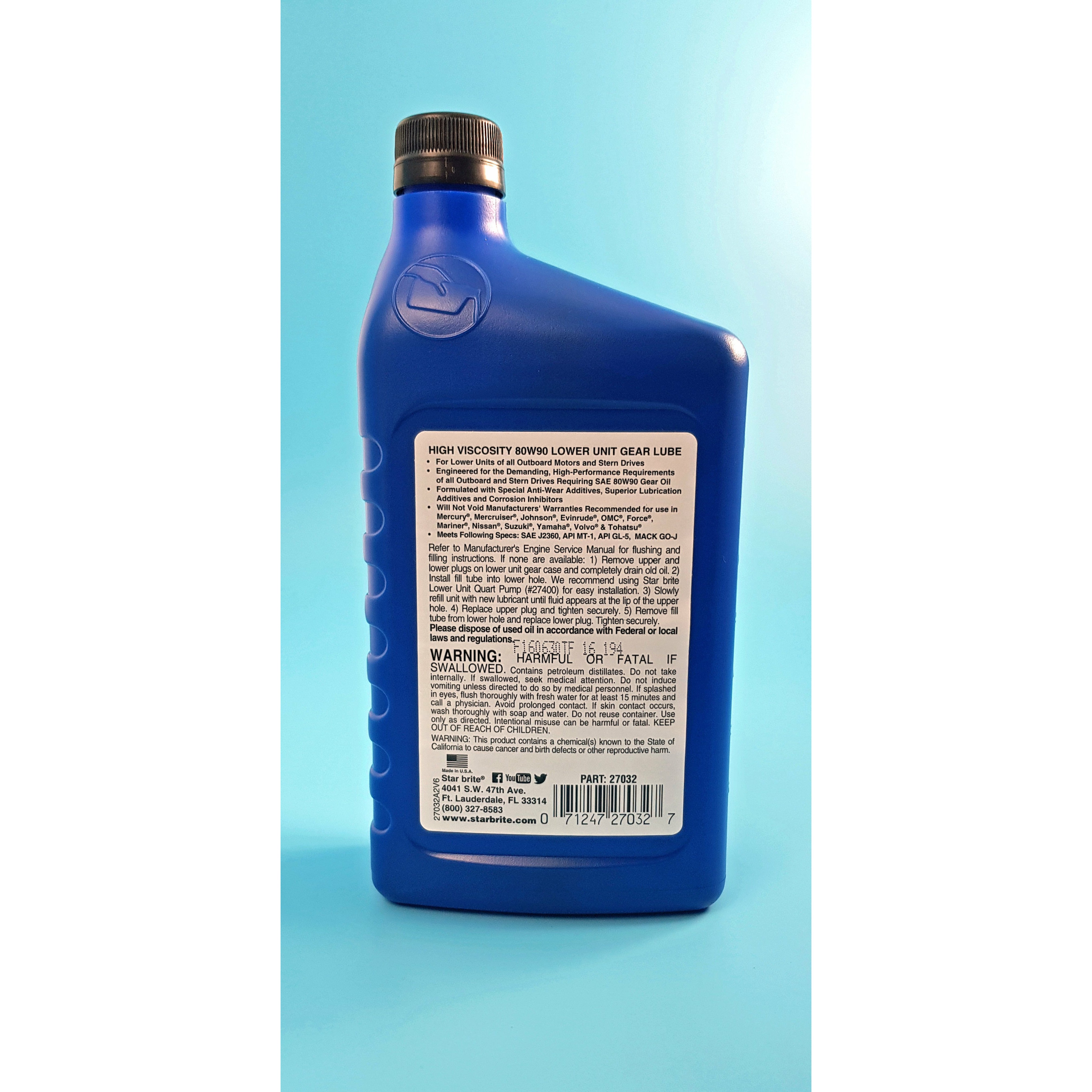 StarBrite High Viscosity Lower Unit Gear Lube 80W90 948ml