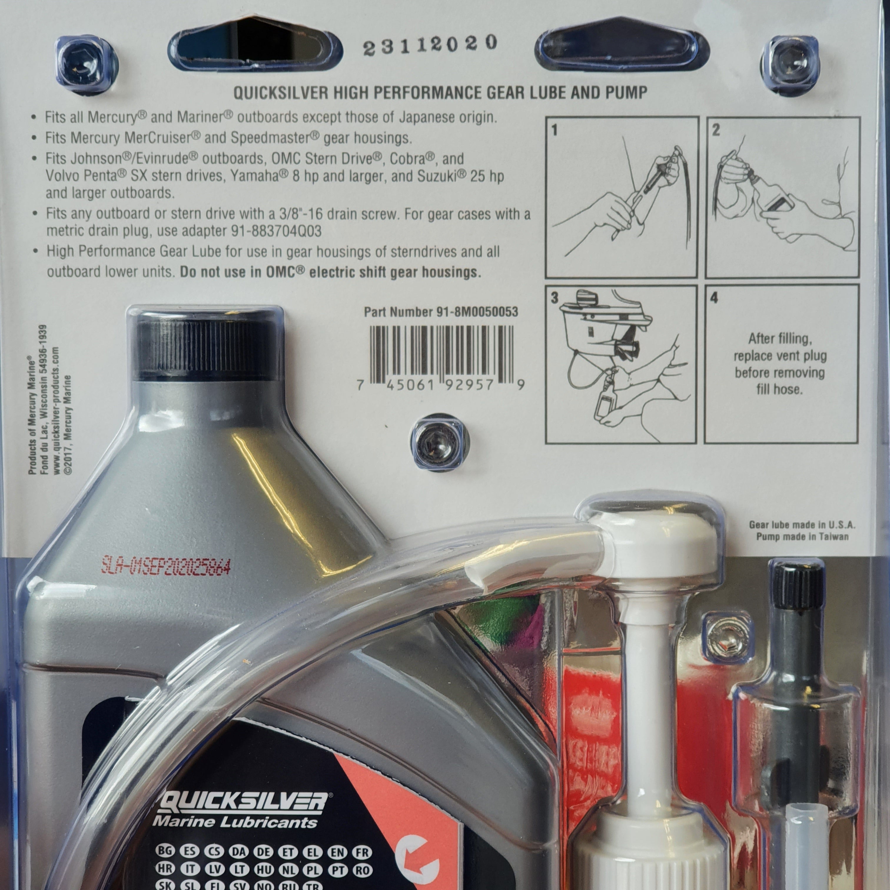 Quicksilver High Performance Gear Lube & Pump Kit - 1 Litre