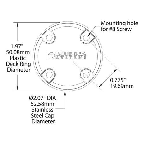 Side Mount Stainless Steel Cover Pre-Drilled, Blue Sea
