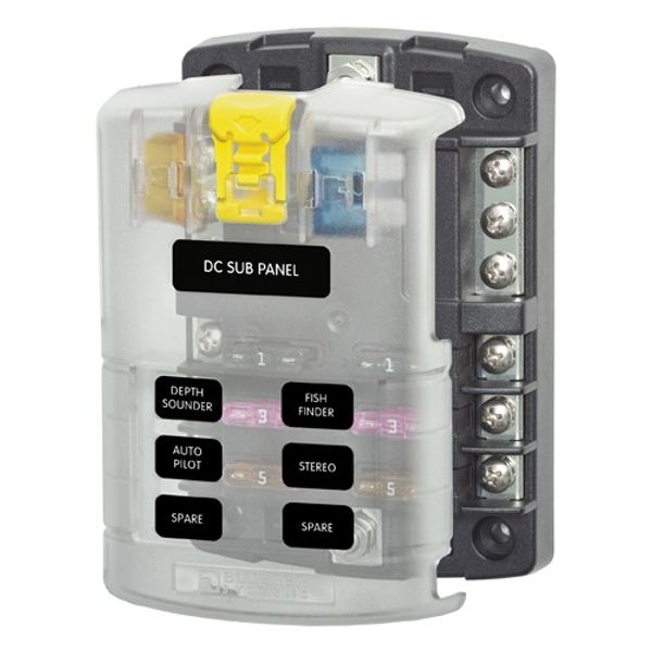 Fuse Block ATO 6 Circuit with Ground, Blue Sea