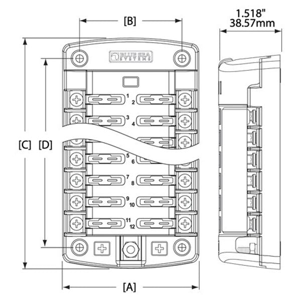 Fuse Block ATO 6 Circuit, Blue Sea