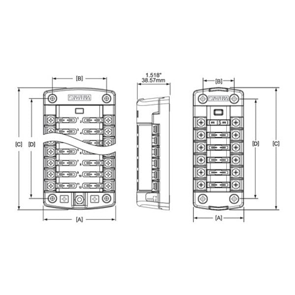 Fuse Block 6 Circuit with Cover, Blue Sea ST