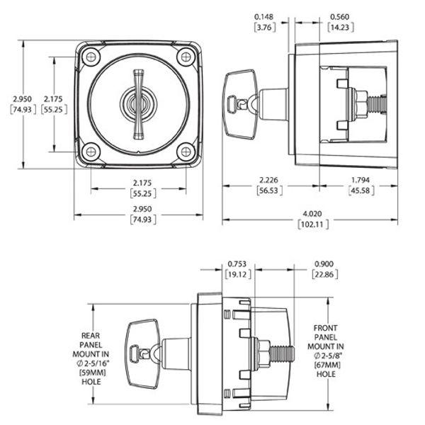 Mini Switch On/Off with Key 300A, Blue Sea