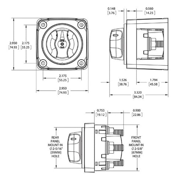 Mini Switch On/Off with Knob 300A, Blue Sea