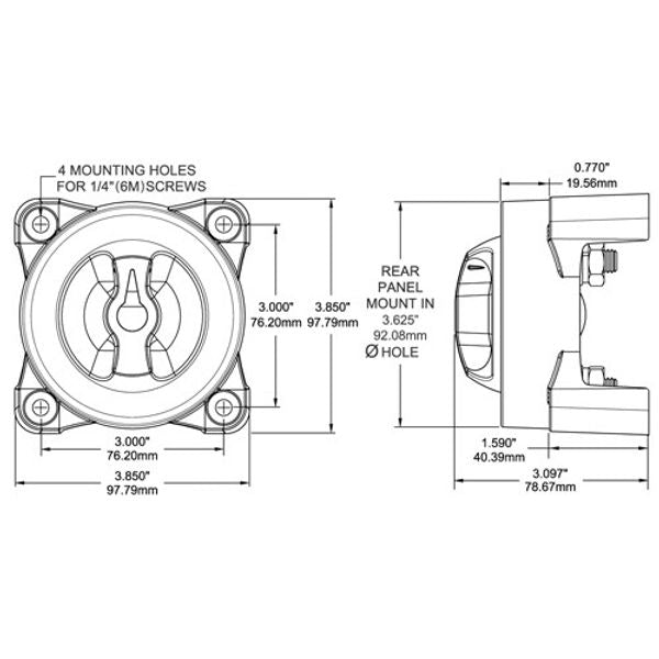 Battery Switch 9001E 4-Way 350A, Blue Sky