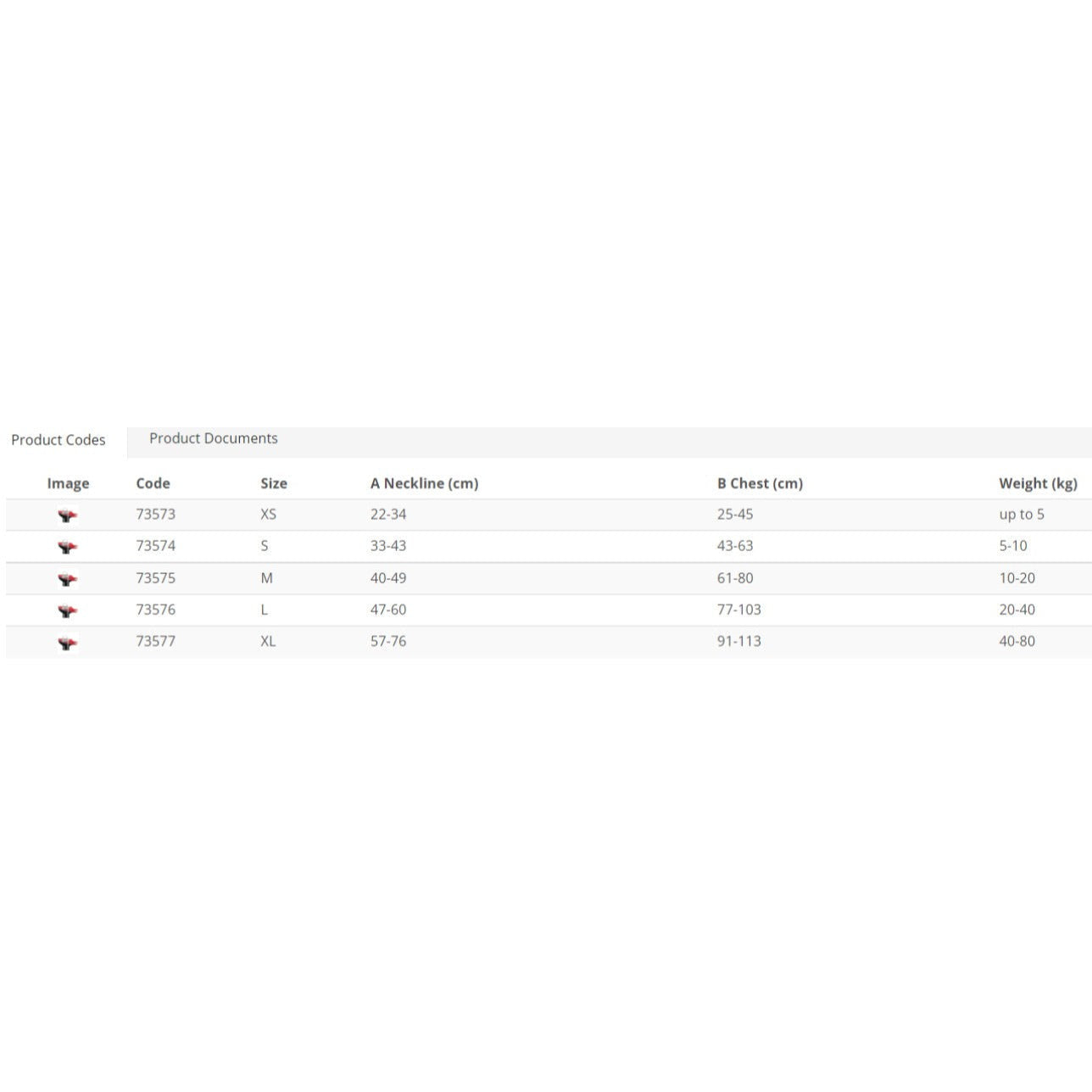 Lalizas Pet Buoyancy Aid Measuring Chart