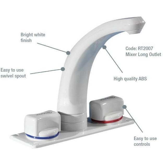 Whale Mixer Tap Long Outlet White