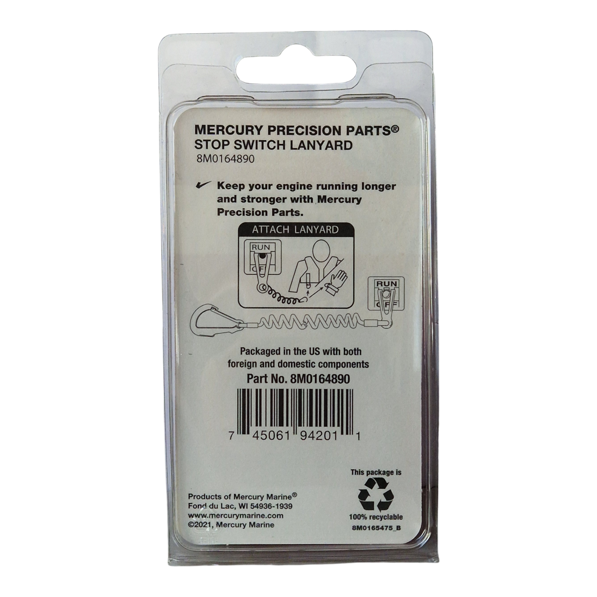 Mercury Stop Switch Lanyard - 8M0164890