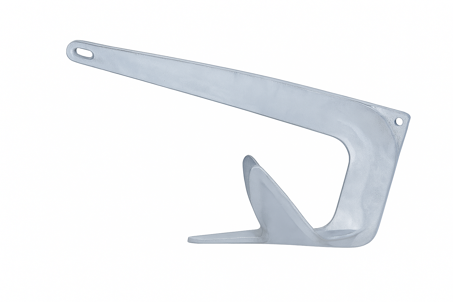 White metal anchor on a white background