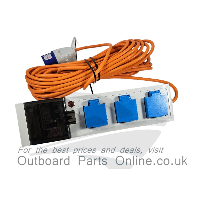 Mobile Mains Kit with Three UK 3 Pin Sockets and 15m Extension