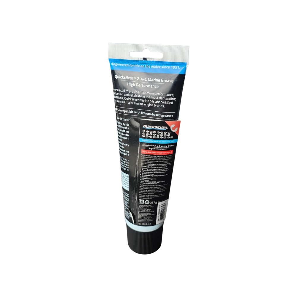 A tube of ARKTECH QuickSilver 2-C Marine Grease high performance grease, shown from a three-quarter angle on a plain white background.