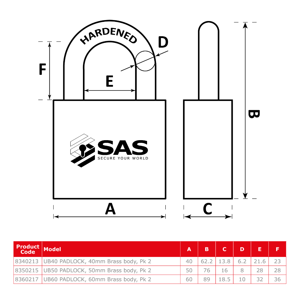 SAS Multi-Purpose 6mm Chain with UB50 Padlock