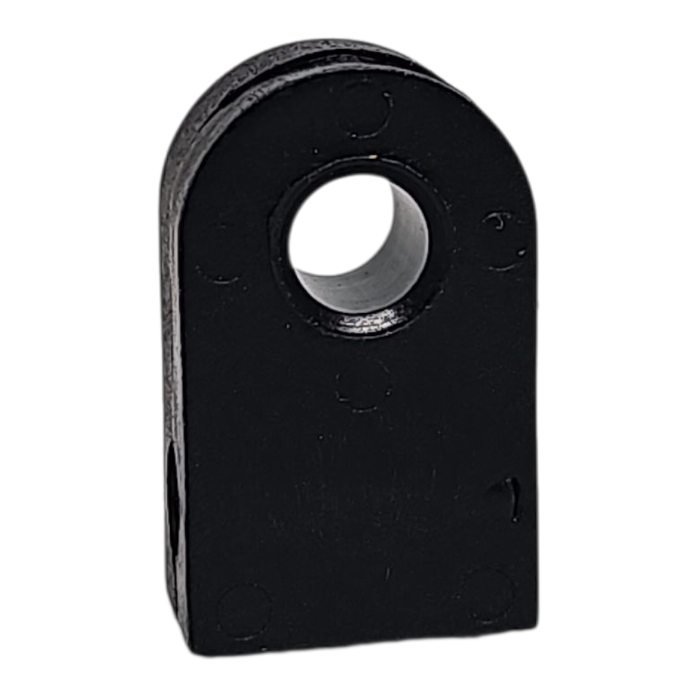 Black metal pulley on a white background