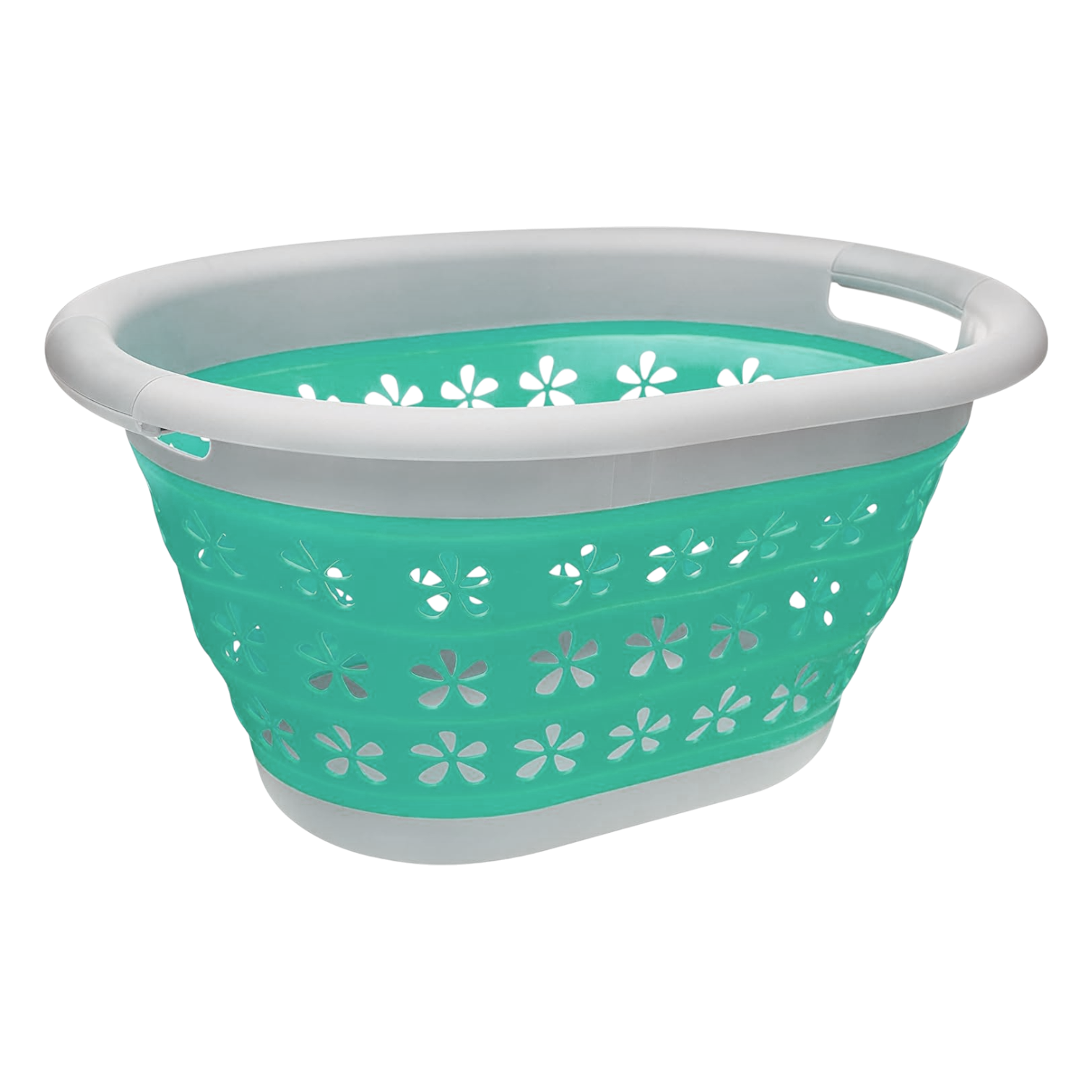 Collapsible Laundry Basket - Aqua/Grey