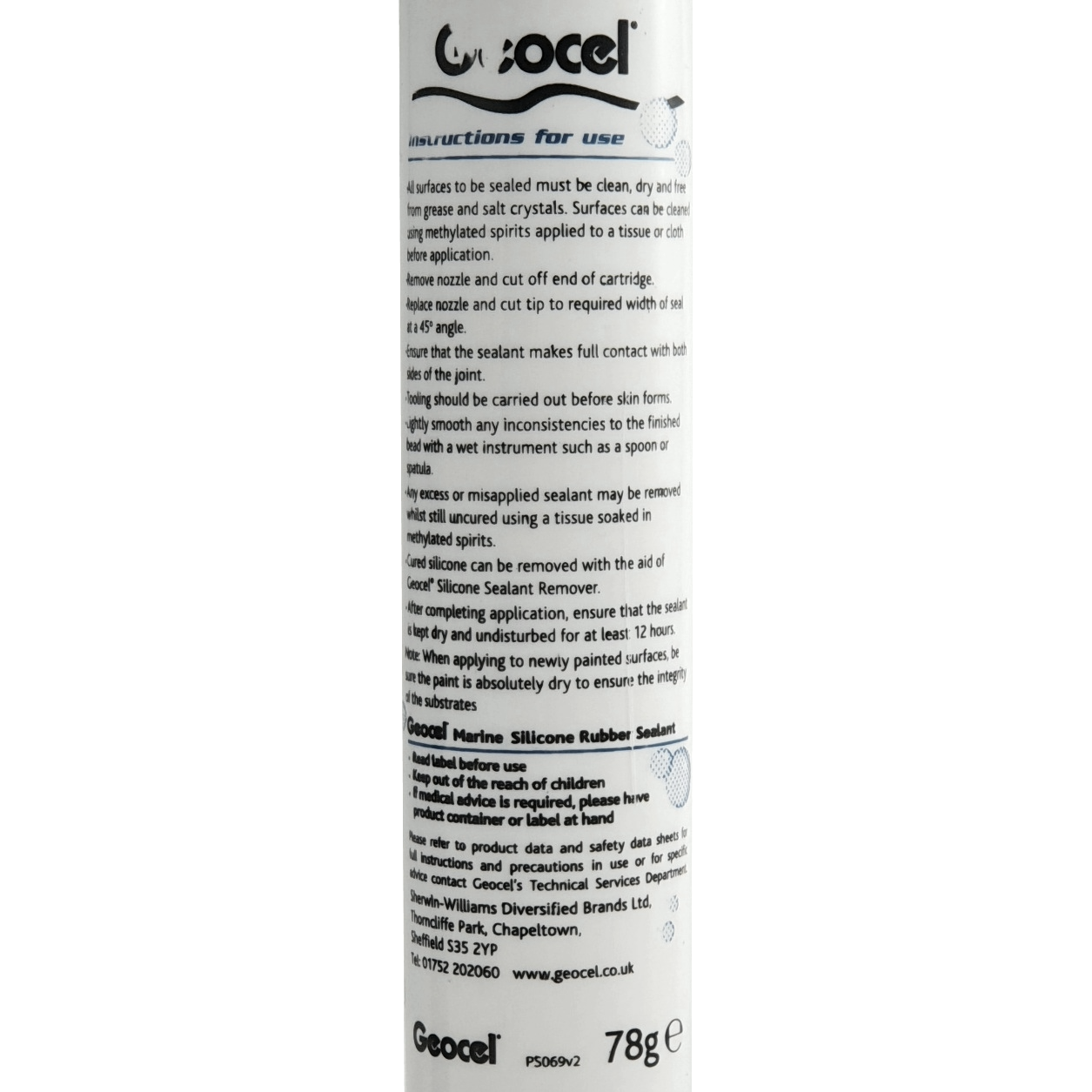 Marine Silicone Sealant, White 78G, Geocel