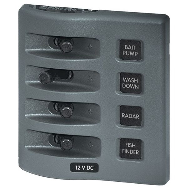 4-Pos IP67 Waterproof Switch Panel Grey (No Fuse/CB)