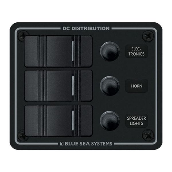 12v 3-Position IP66 Waterproof Vertical Switch C/B Panel Black, Blue Sky